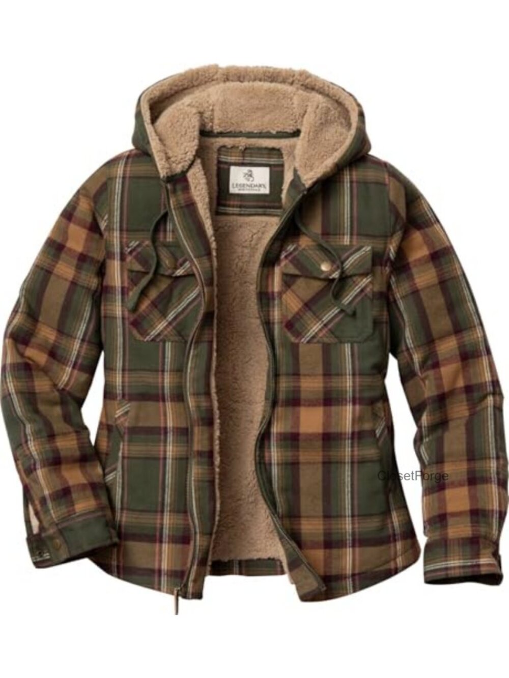 Women's Hooded Shacket Berber Lined Shirt Jacket Quilted Plaid